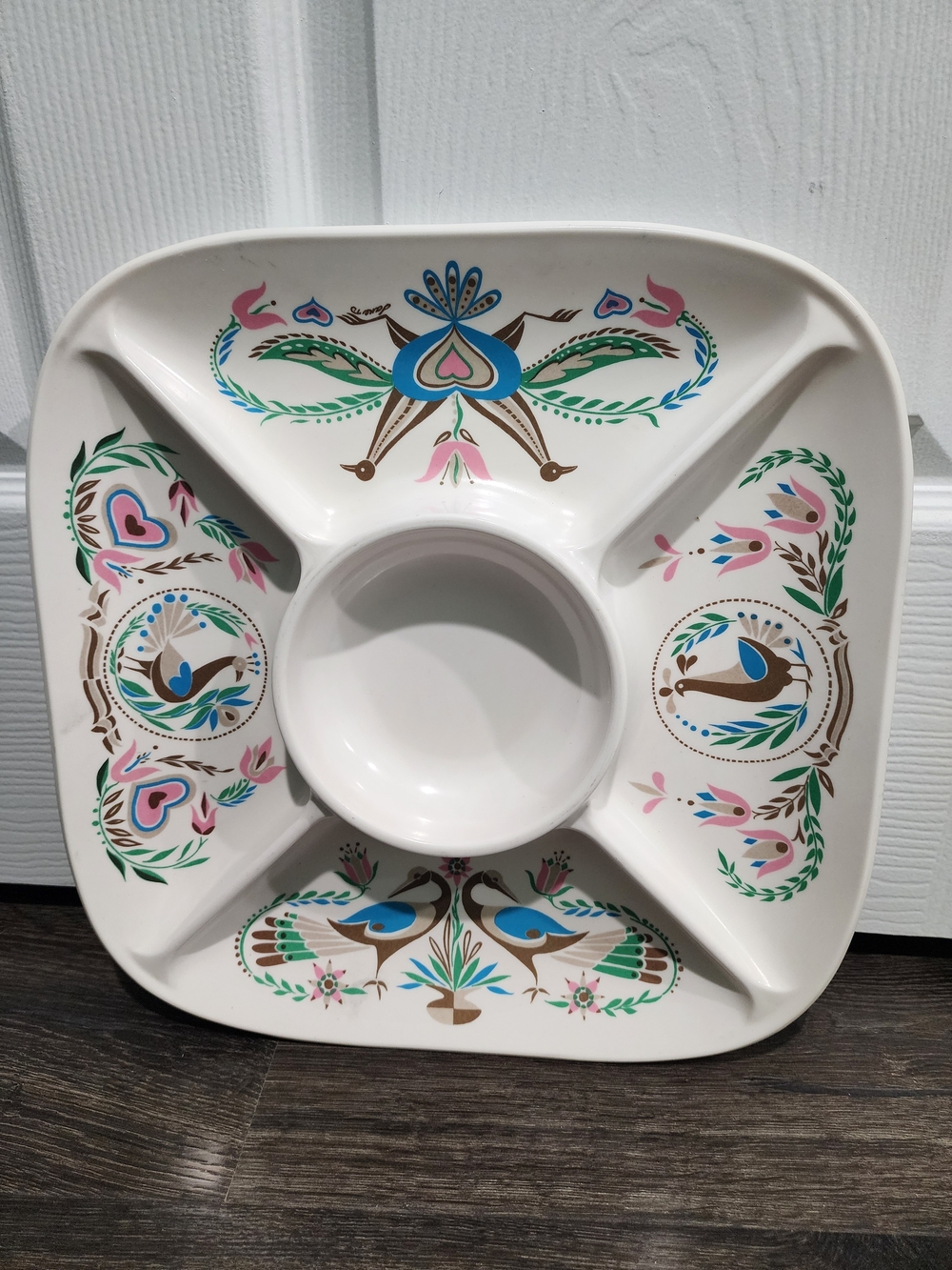 Vintage Melamine PA Dutch Symbols Chip & Dip Tray by Waverly Products